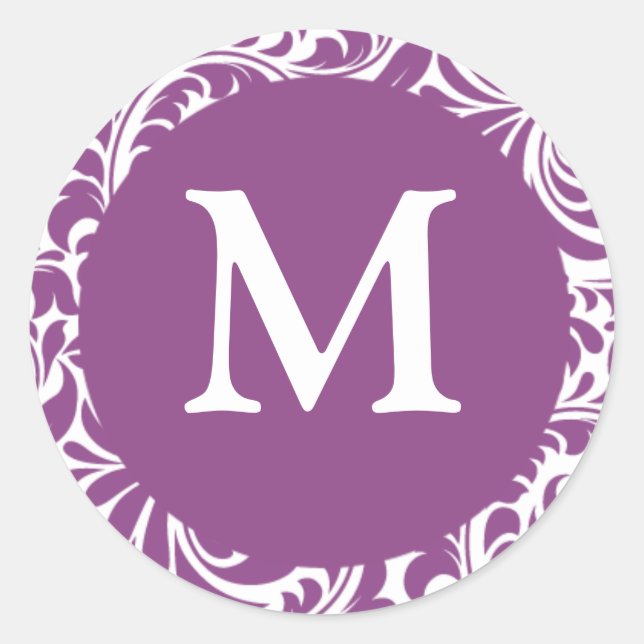 Stickers Monogramme M Plum Léger Et Mariage Blanc (Devant)