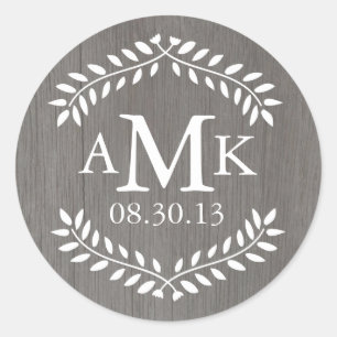 Stickers Monogramme Mariage campagnard rustique