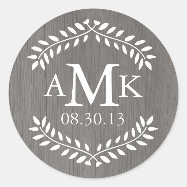 Stickers Monogramme Mariage campagnard rustique (Devant)