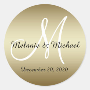 Stickers Monogramme Mariage d'or