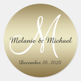 Stickers Monogramme Mariage d'or