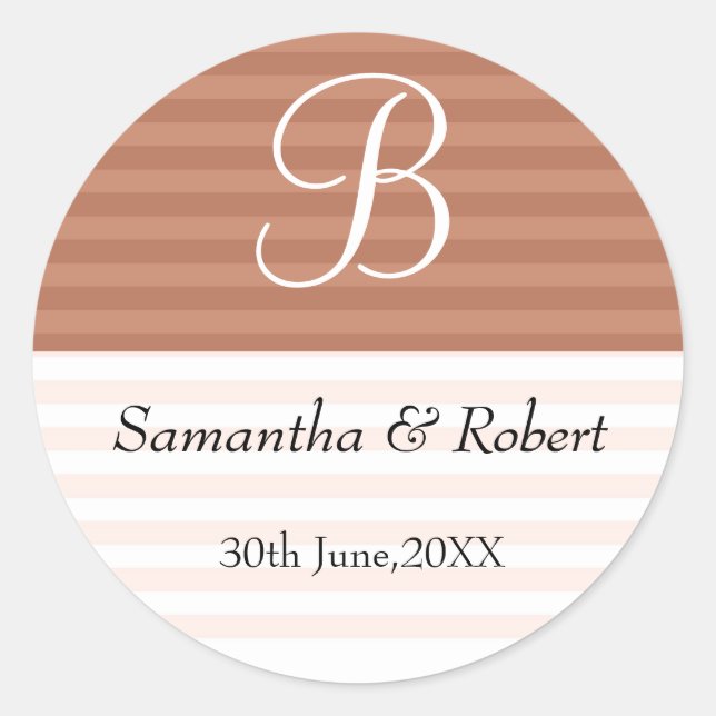 Stickers Monogramme mariage : Stripes Brown (Devant)