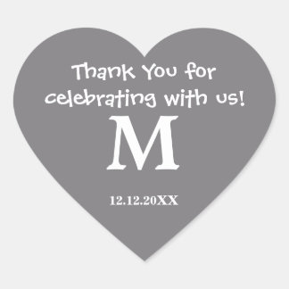 Stickers Monogramme Merci : gris acier
