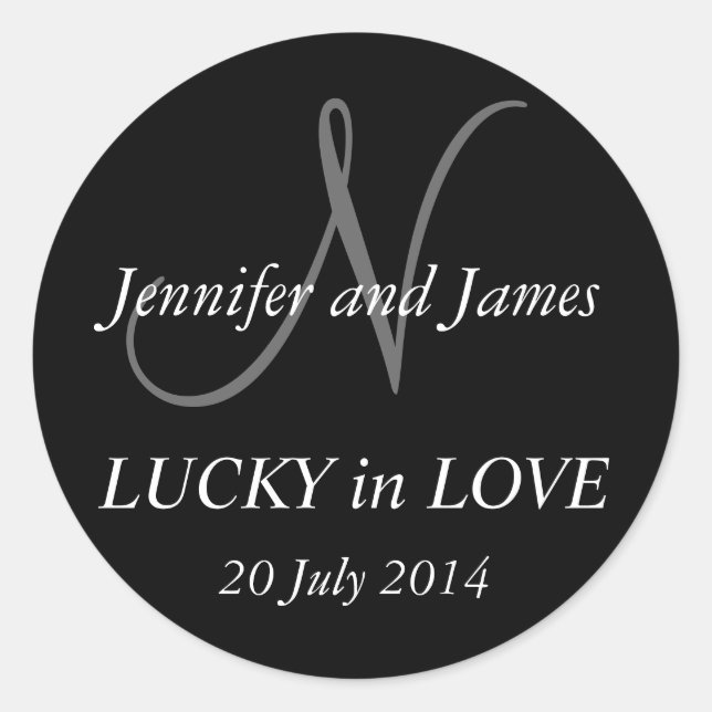 Stickers Monogramme N pour Mariage noir (Devant)