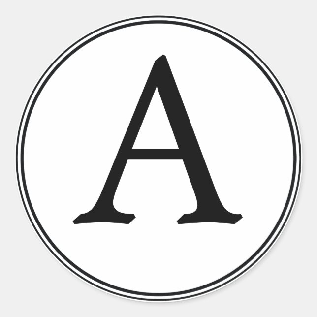 Stickers Monogramme noir et blanc élégant (Devant)