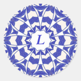 Stickers Monogramme pour pétales Abstraits bleu et