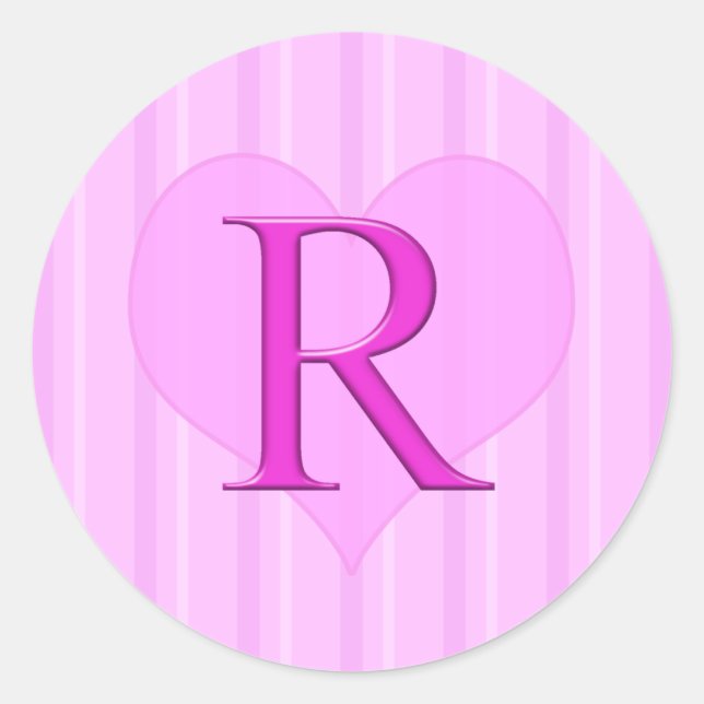Stickers Monogramme rose R 001 (Devant)
