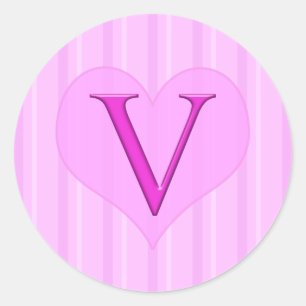 Stickers Monogramme rose V 001