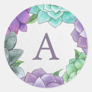 Stickers Monogramme Succulents Floraux   Lavande