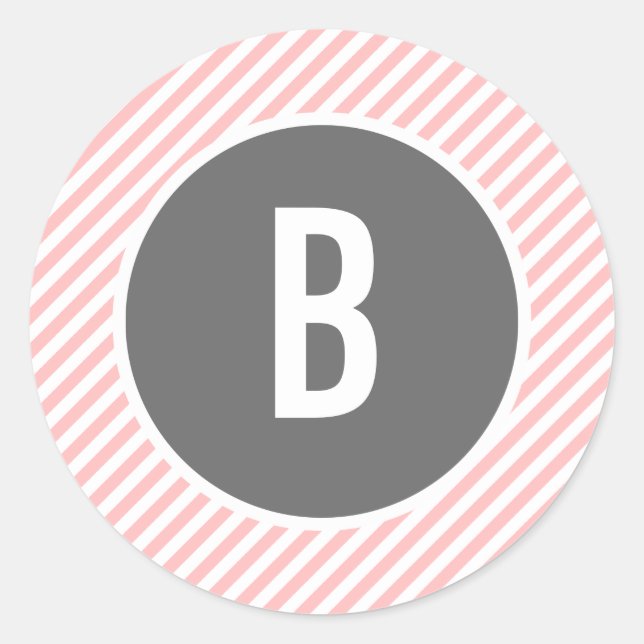 Stickers Monogrammes à rayures roses (Devant)