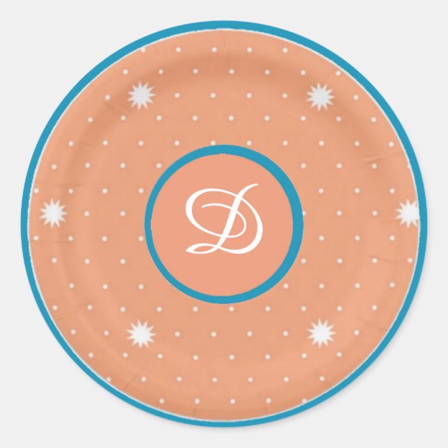 Stickers Monogrammes Aqua et Coral (Devant)