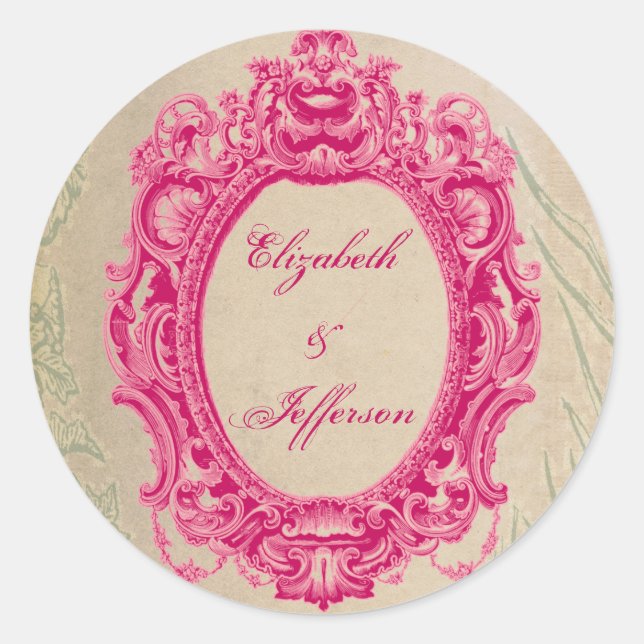 Stickers Monogrammes Grunge Pink Vintage Cadre (Devant)