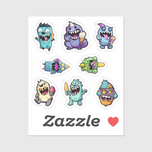 Stickers Monster Ice Cream Party pt 1 (Feuille)