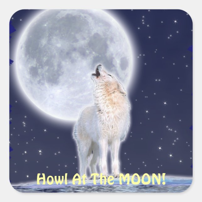 Stickers MOON & WOLF ARCTIQUE Howling (Devant)
