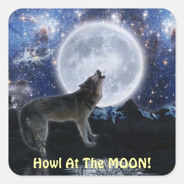 Stickers MOON & WOLF GRAY Howling (Devant)