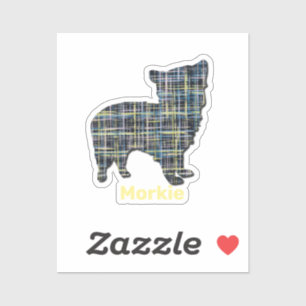 Stickers Morkie Chien Jaune & Grille Bleue