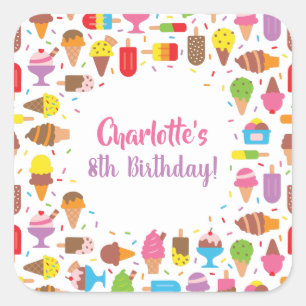 Stickers Motif de fête d'anniversaire de crème gla