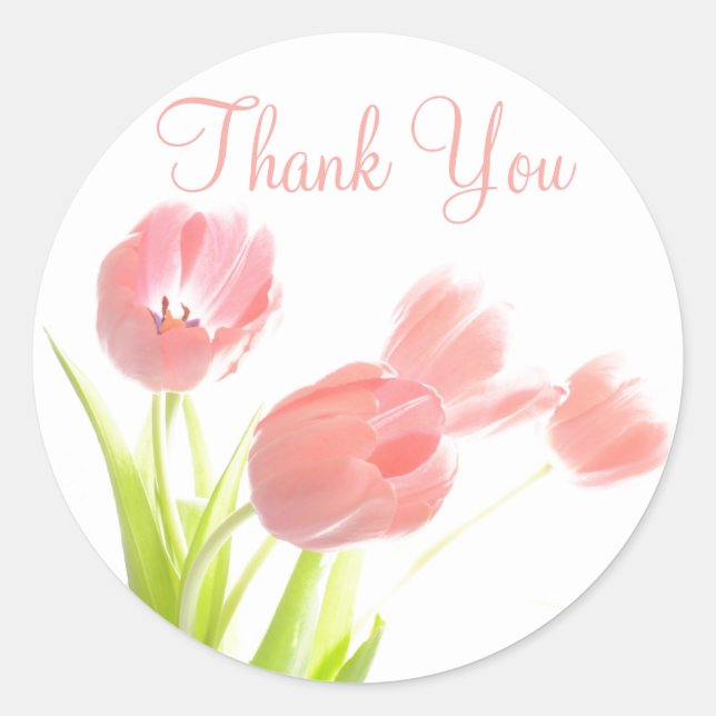 Stickers Motif Floral Merci Tulips Rose (Devant)