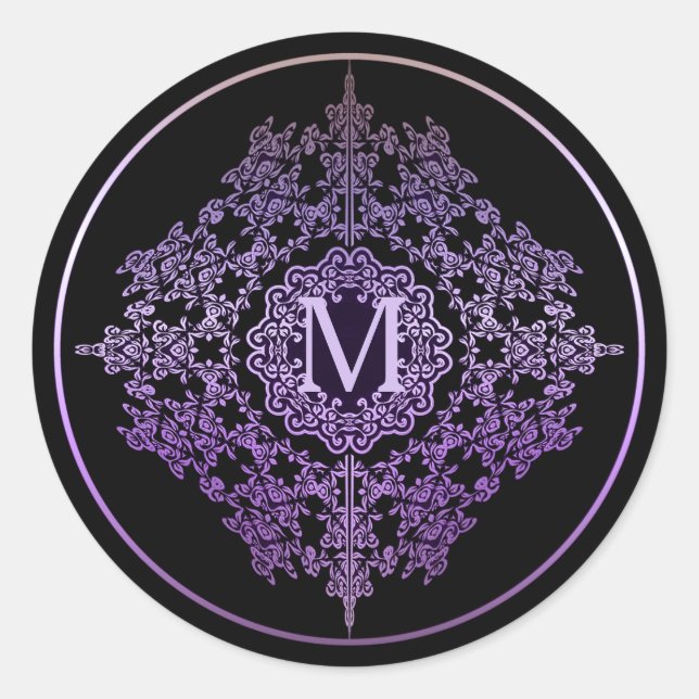 Stickers Motif Monogramme violet en fibre (Devant)