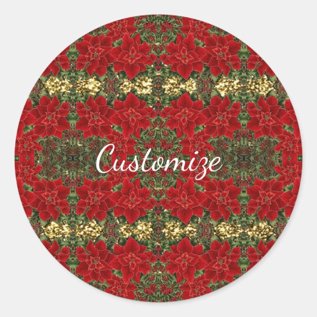 Stickers Motif Red & Gold Poinsettia (Devant)