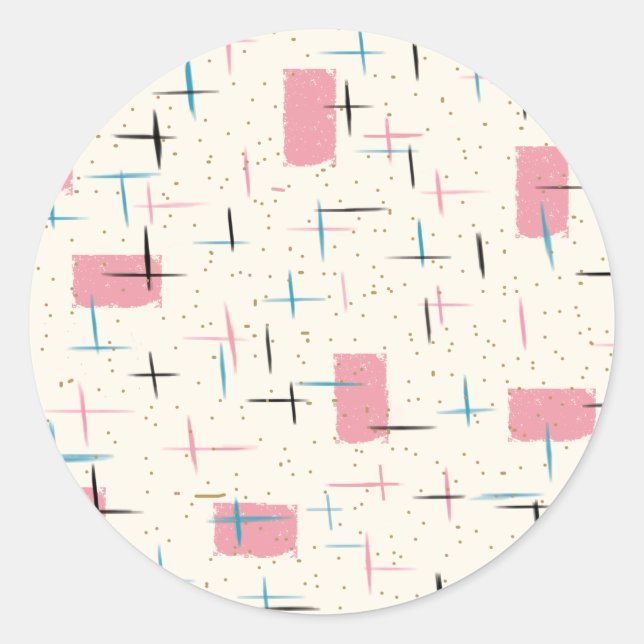 Stickers Motif rétro atomique rose (Devant)
