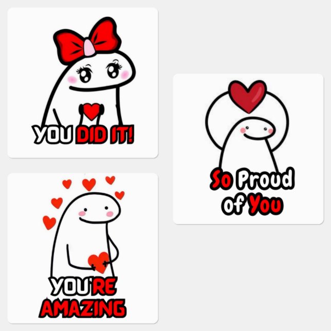 Stickers Motivationnels mignons - Ensemble de réco (Groupe)