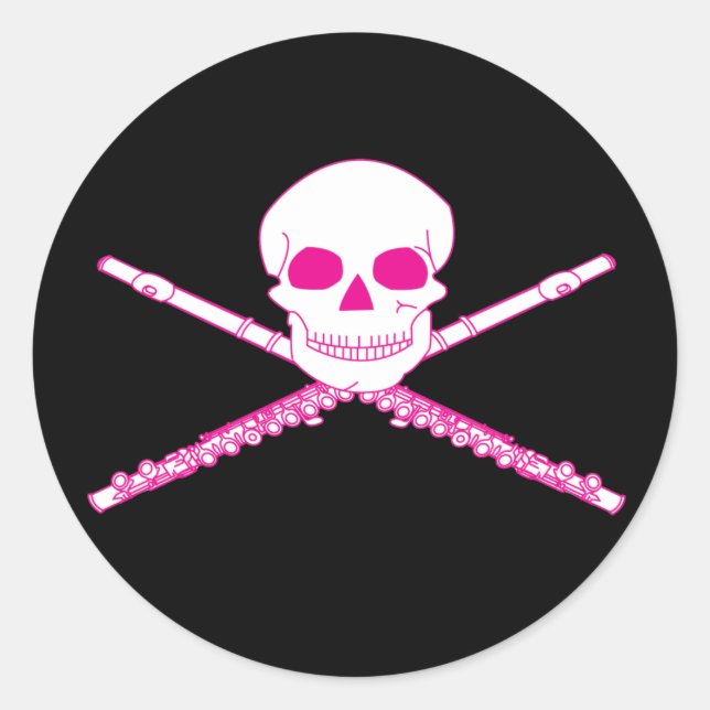Stickers musicaux Flute Skull Round (Devant)