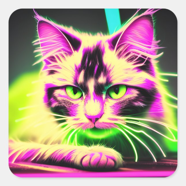 Stickers Neon Feline Fiesta : Ado Girl Birthday (Devant)