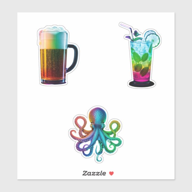 stickers neon rainbow (Feuille)