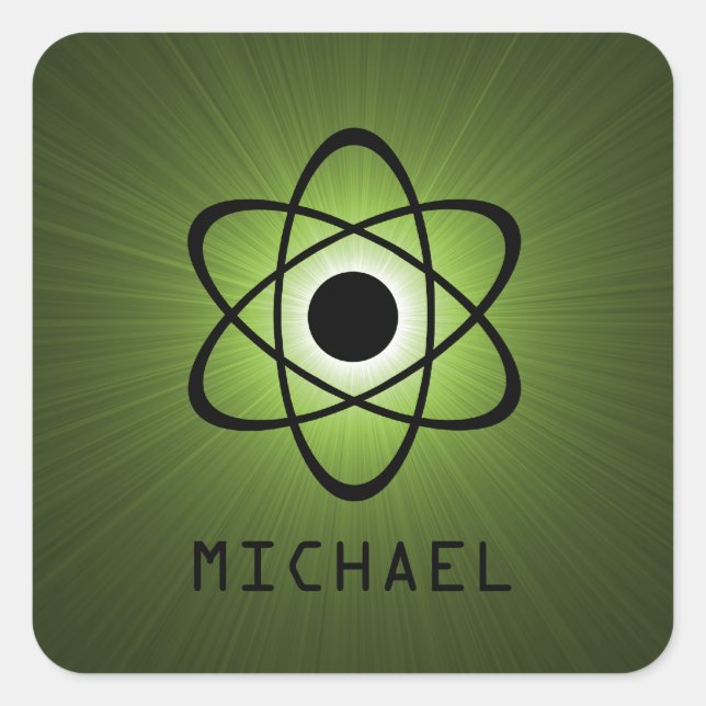 Stickers Nerdy atomique personnalisable, Vert (Devant)