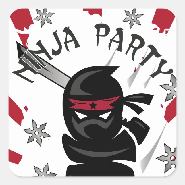 Stickers Ninja Samurai Guerrier fête d'anniversair (Devant)