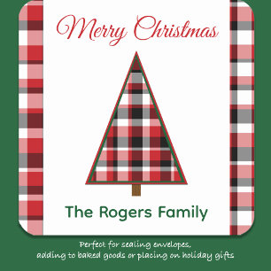 Stickers Noël Arbre de Noël Rouge Plaid