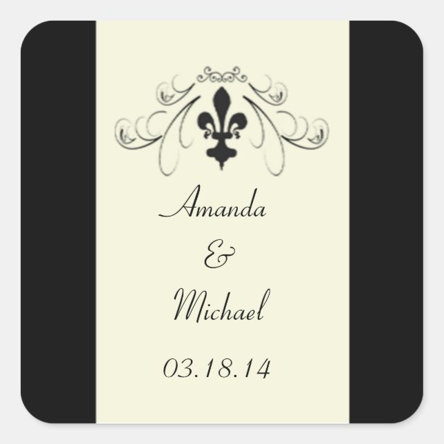 Stickers Noir Blanc Fleur de Lis Mariage (Devant)