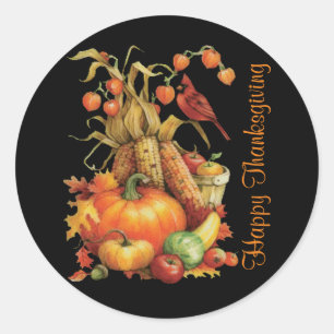 Stickers noir Bon thanksgiving de récolte d'automn