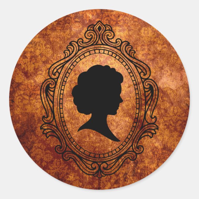 Stickers Noir Cameo Orange Grunge Petits Ronds (Devant)