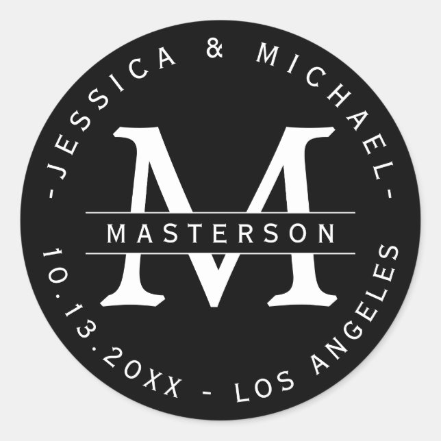 Stickers Noir et Blanc Classique Monogramme Mariag (Devant)