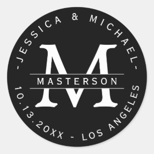 Stickers Noir et Blanc Classique Monogramme Mariag