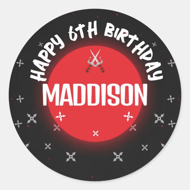 Stickers Noir Ninja Anniversaire Party Classic ron (Devant)