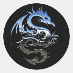 Stickers Noirs Silver Lucky Dragon