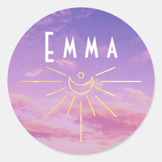 Stickers Nom Emma Round Sunshine Boho Hippie Ado (Devant)