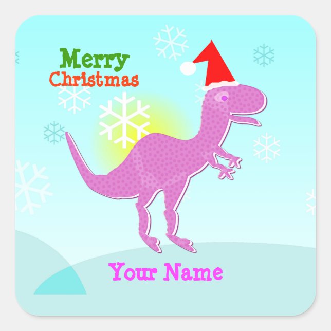 Stickers Nom T-Rex Dinosaur Joyeux Noël (Devant)