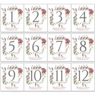 Stickers Numéro de tableau Rose Woodland
