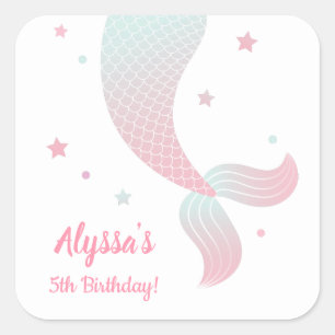 Stickers Ombre Mermaid Tail Girls Party
