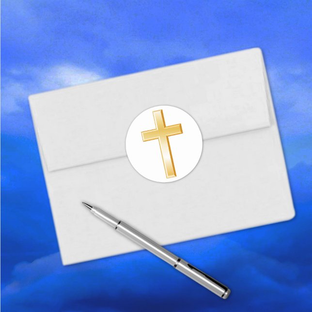 Stickers or Christian Cross (The gold cross is a religious symbol of the Christian faith. )