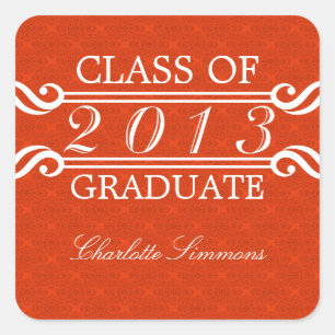 Stickers Orange Vintage Damask 2013 Graduation