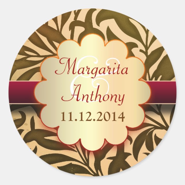 stickers ou sceaux brun doré mariage (Devant)