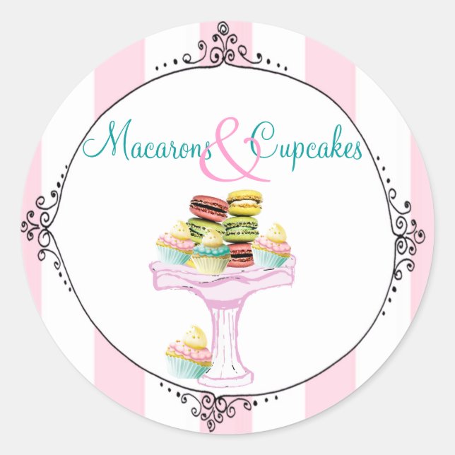 Stickers ou sceaux Macarons et cupcakes (Devant)
