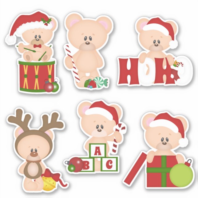 Stickers Ours en peluche de Noël 1 (Devant)