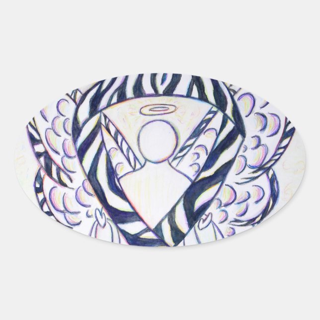 Stickers Ovale Angel Zebra Stripe Awareness (Devant)