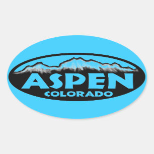 stickers ovale bleu Aspen Colorado
